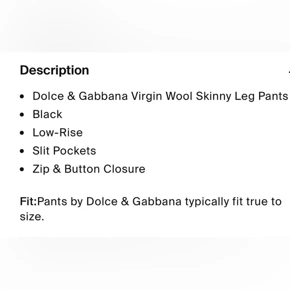 Dolce & Gabbana skinny pants xs 2 /38 227 - Picture 4 of 6